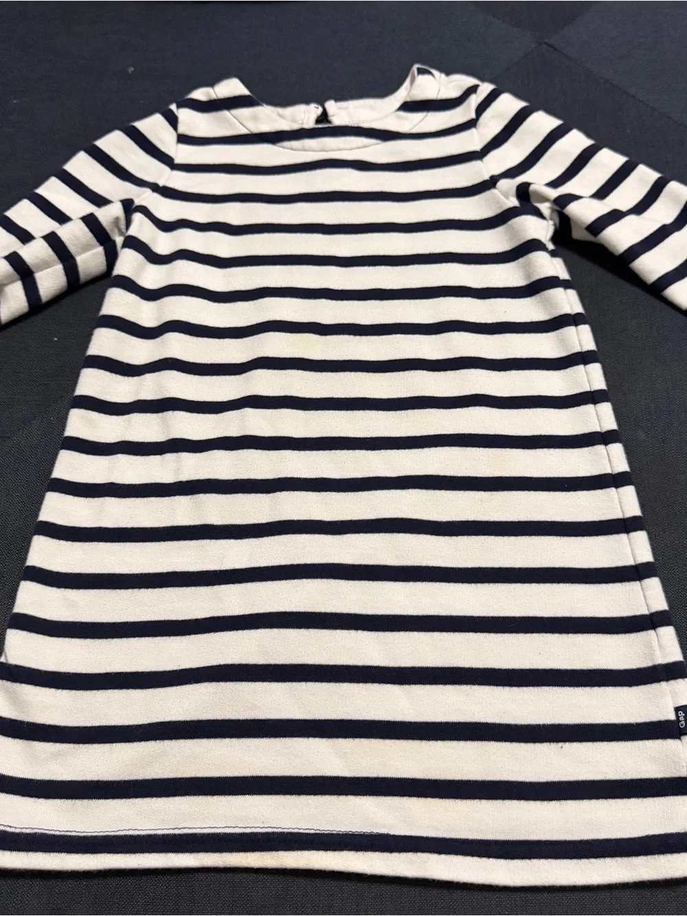 baby GAP Girls Navy and White Striped Knit Dress Sz 3
